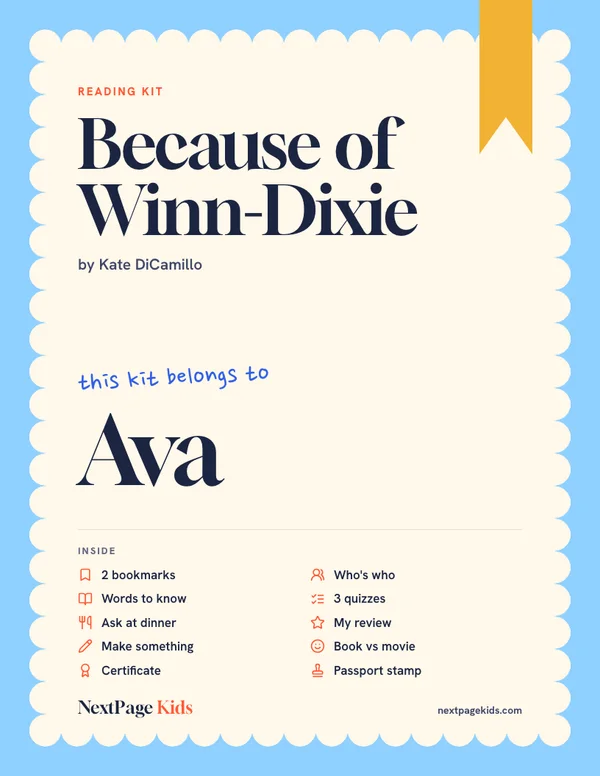 Because of Winn-Dixie reading kit cover, made for Ava