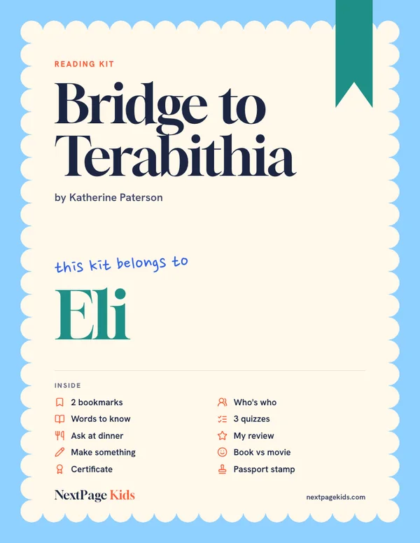 Bridge to Terabithia reading kit cover, made for Eli