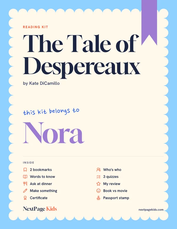 The Tale of Despereaux reading kit cover, made for Nora