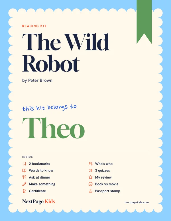 The Wild Robot reading kit cover, made for Theo