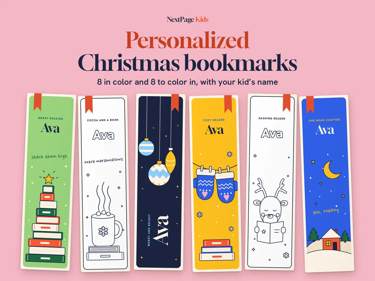 Christmas Bookmarks, sample pages made for a sample name