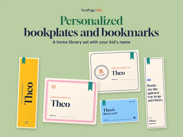 Home Library Set, personalized with a sample name